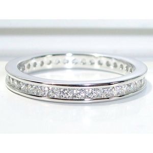 925 STERLING SILVER 2.5 (mm) Channel Set CZ Eternity Band Ring
